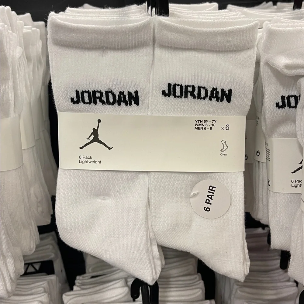 Jordan White Crew Socks 6-Pack JORDAN JUMPMAN CREW Socks  6PK